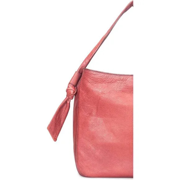 Nora Knotted Burgundy Leather Hobo Bag with Organizer and Magnetic Closure